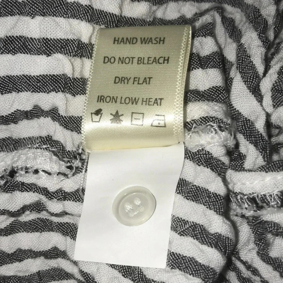 MAX STUDIO striped gray and white collared 3/4 button up sleeves textured size S - Picture 10 of 10